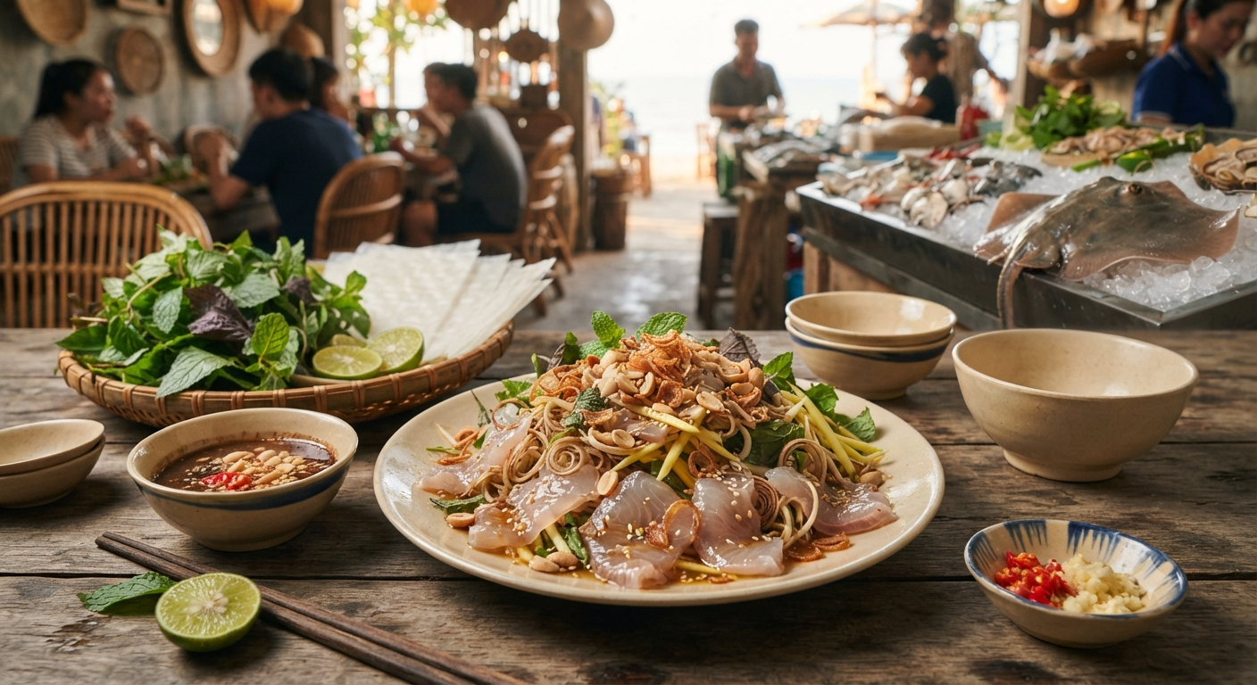 Đặc điểm và hương vị độc đáo của gỏi cá đuối